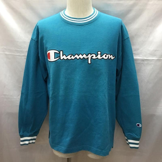 チャンピオン Champion トレーナー 長袖 c3-n425 長袖トレーナー スウェット クルーネック M ロゴ、文字 青 / ブルー /  メンズ USED 古着 中古 10115779