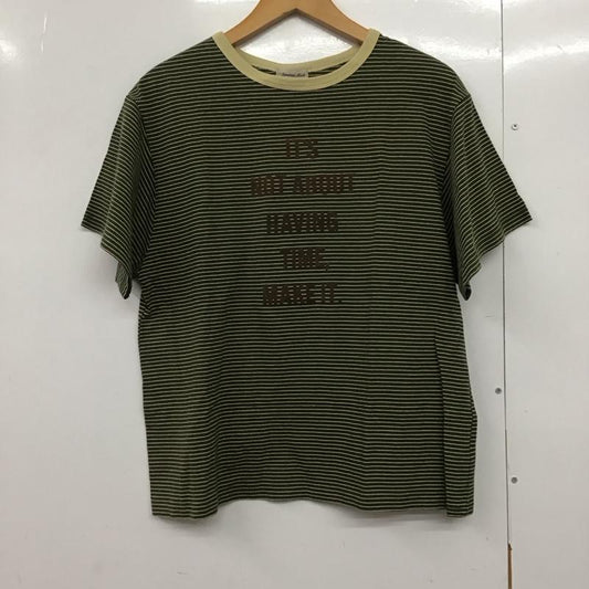サマンサモスモス Samansa Mos2 Tシャツ 半袖 1211464 フロッキープリントボーダーTシャツ FREE ロゴ、文字 カーキ / カーキ / X 茶 / ブラウン /  レディース USED 古着 中古 10144112