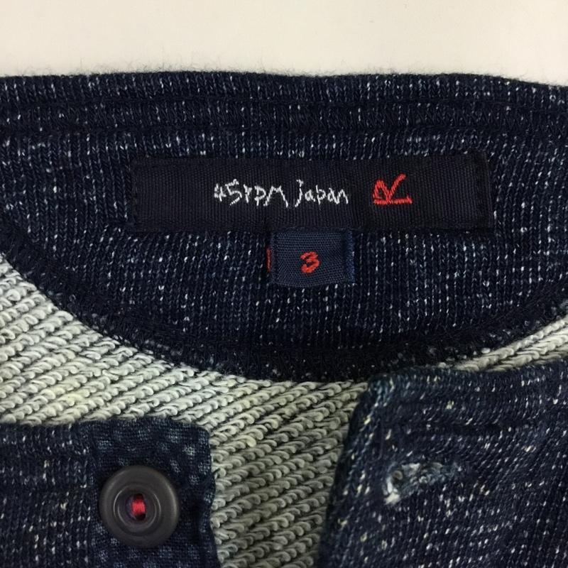 フォーティーファイブアールピーエム 45RPM カットソー 長袖 ヘンリーネック 3 無地 紺 / ネイビー /  メンズ USED 古着 中古 10118964