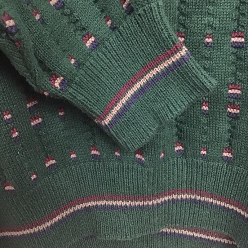 古着 USED ニット、セーター 長袖 長袖ニットカットソー クルーネック セーター L 総柄 緑 / グリーン /  メンズ USED 古着 中古 10144763