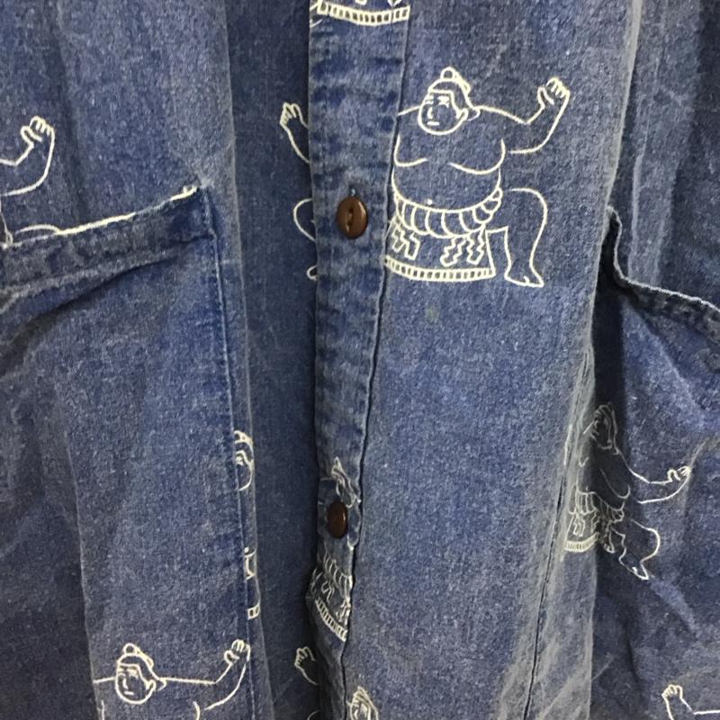 ゴースローキャラバン go slow caravan シャツ、ブラウス 長袖 長袖シャツ デニムシャツ カラーシャツ プリントシャツ 3 プリント インディゴ / インディゴ /  メンズ USED 古着 中古 10145824
