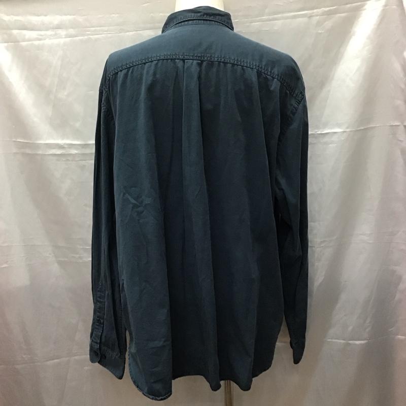 ミリタリー ミリタリー シャツ、ブラウス 長袖 ミリタリーシャツ カジュアルシャツ カーゴシャツ カラーシャツ XXL 無地 紺 / ネイビー /  メンズ USED 古着 中古 10110984