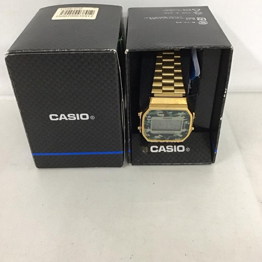 カシオ CASIO 腕時計 デジタル A168WE 迷彩 箱有 ロゴ、文字 銀 / シルバー /  メンズ USED 古着 中古 10134448
