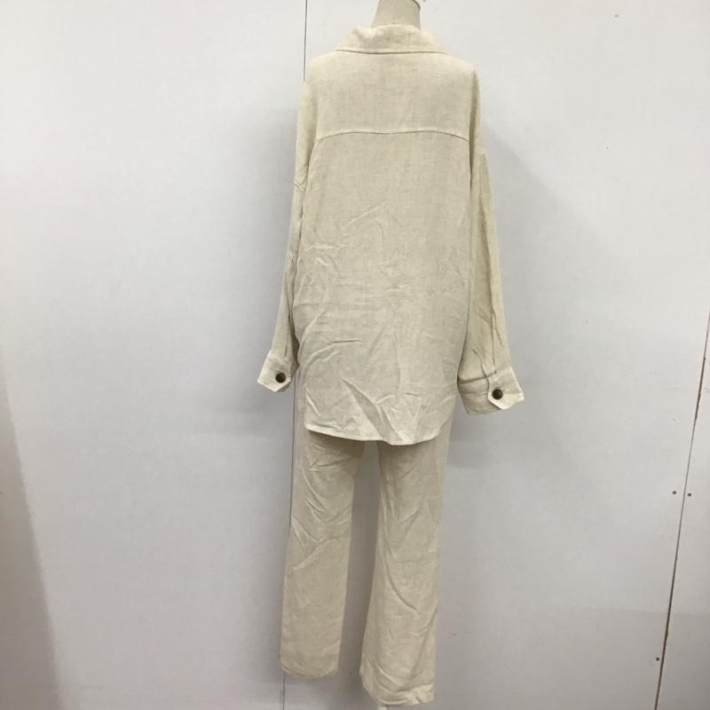アズールバイマウジー AZUL BY MOUSSY セットアップ セットアップ 250ESM30-055C ルーズドルマンシャツジャケット センタープレススリットフレアパンツ M 無地 ベージュ / ベージュ /  レディース USED 古着 中古 10108929