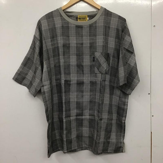 ナイトビート NIGHTBEAT Tシャツ 半袖 半袖カットソー プリントTシャツ クルーネックカットソー L チェック 灰 / グレー /  メンズ USED 古着 中古 10138616
