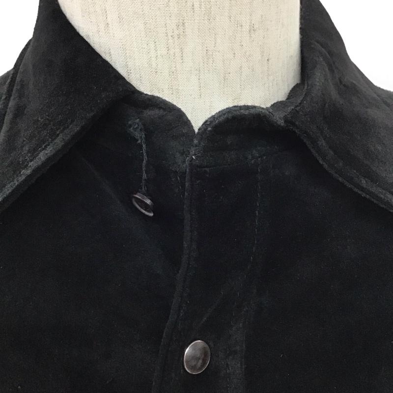 ヒューストン HOUSTON シャツ、ブラウス 長袖 レザーシャツ 豚革 M 無地 黒 / ブラック /  メンズ USED 古着 中古 10111195