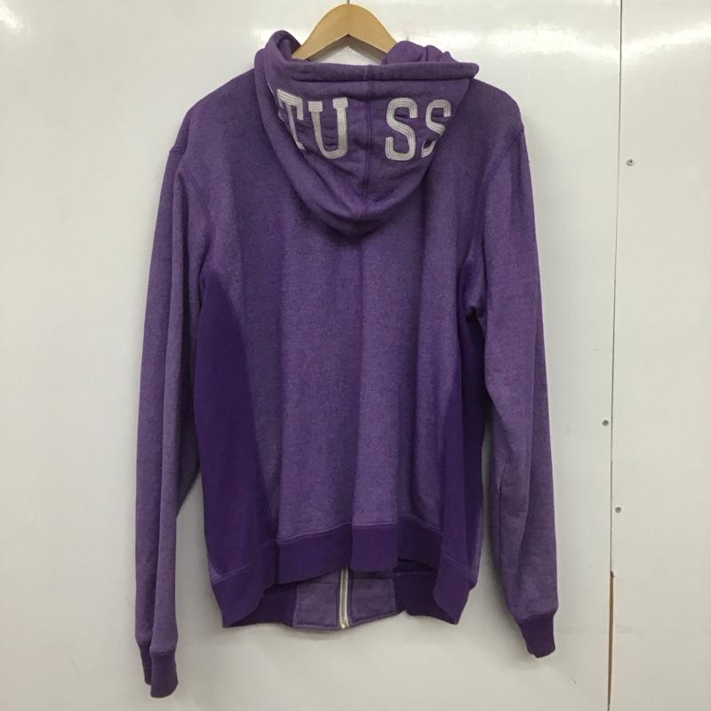 ステューシー STUSSY パーカー 長袖 ジップアップパーカー 長袖パーカー カジュアルジャケット L ロゴ、文字 紫 / パープル /  メンズ USED 古着 中古 10140303