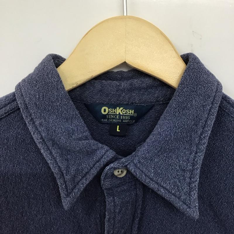 オシュコシュ OSHKOSH シャツ、ブラウス 長袖 長袖シャツ 無地シャツ カラーシャツ L ロゴ、文字 青 / ブルー /  メンズ USED 古着 中古 10140264