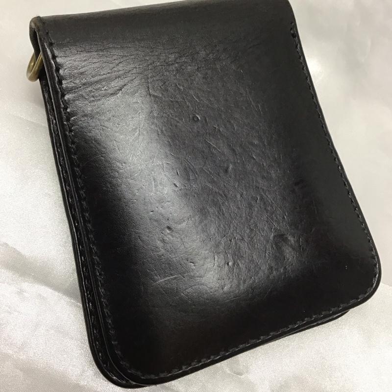 カワタコキンセイ 革蛸謹製 財布 二つ折り レザー ワンポイント 黒 / ブラック /  メンズ USED 古着 中古 10110960