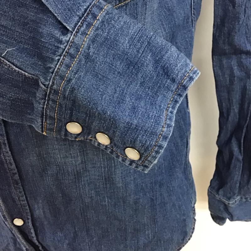 リー Lee シャツ、ブラウス 長袖 長袖デニムシャツ カラーシャツ 長袖シャツ XL ロゴ、文字 インディゴ / インディゴ /  メンズ USED 古着 中古 10126124