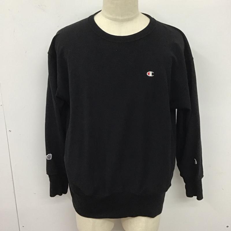 チャンピオン Champion トレーナー 長袖 cwsx403 スウェット クルーネックカットソー S 無地 黒 / ブラック /  メンズ USED 古着 中古 10124658