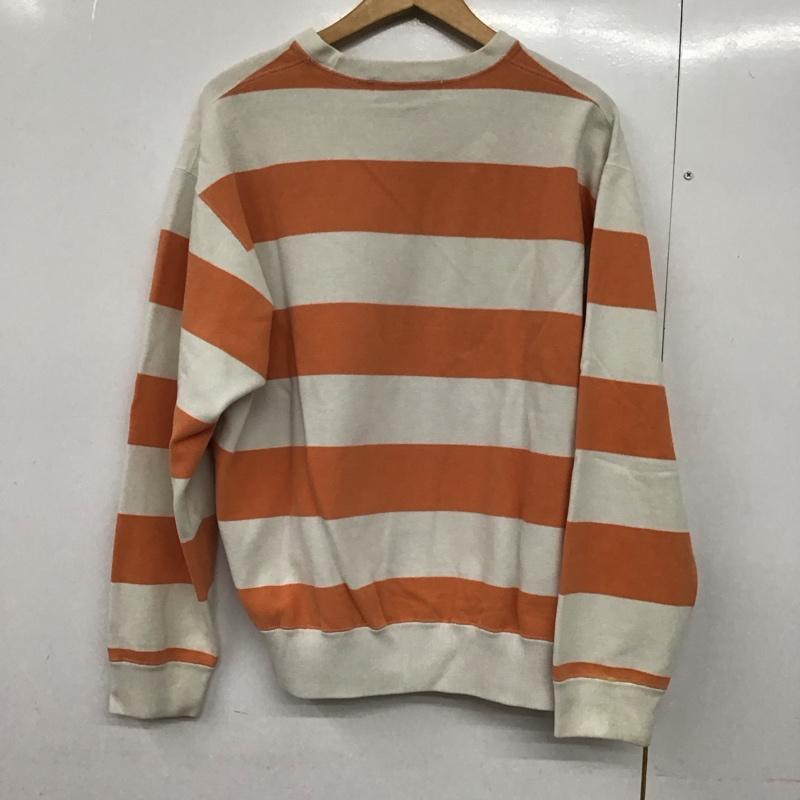 ポロバイラルフローレン Polo by RALPH LAUREN トレーナー 長袖 長袖トレーナー スウェット クルーネック プルオーバー S ボーダー柄 白 / ホワイト / X 橙 / オレンジ /  メンズ USED 古着 中古 10142383