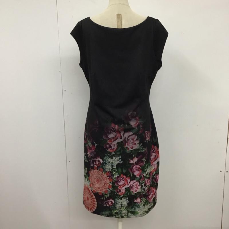 デシグアル Desigual ワンピース ひざ丈スカート ノースリーブワンピース ロングワンピース L 花柄 黒 / ブラック /  レディース USED 古着 中古 10122414