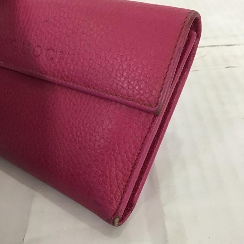 グッチ GUCCI 財布 二つ折り 346057 525040 レザー ロゴ、文字 桃 / ピンク /  レディース USED 古着 中古 10122586