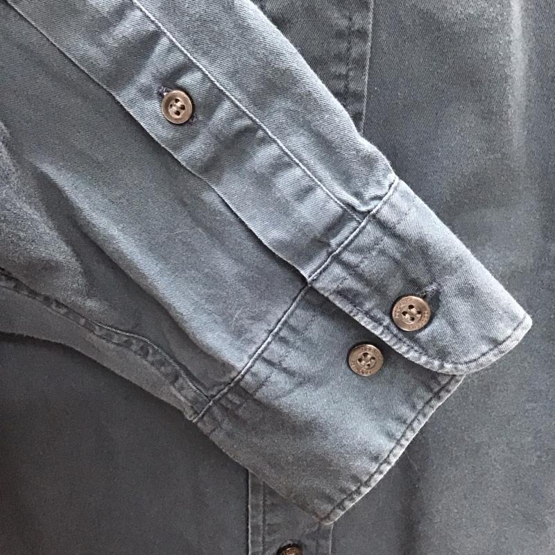 ミリタリー ミリタリー シャツ、ブラウス 長袖 ミリタリーシャツ カジュアルシャツ カーゴシャツ カラーシャツ XXL 無地 紺 / ネイビー /  メンズ USED 古着 中古 10110984