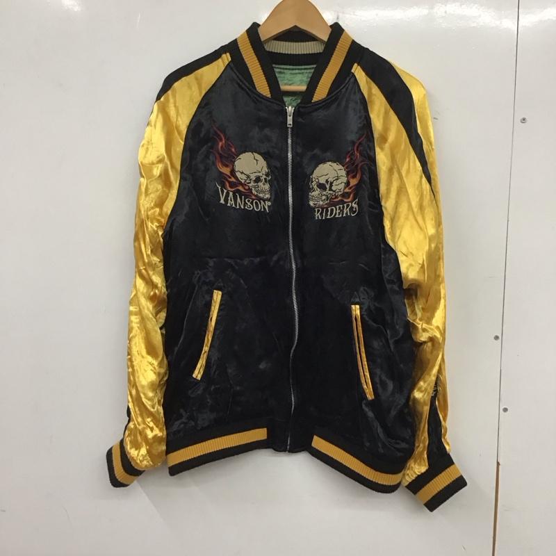 ヴァンソン VANSON ジャケット、上着 ジャンパー、ブルゾン スカジャン ジップアップジャケット リバーシブルジャンパー アウター 古着 L 刺繍 黒 / ブラック / X 緑 / グリーン /  メンズ USED 古着 中古 10104744