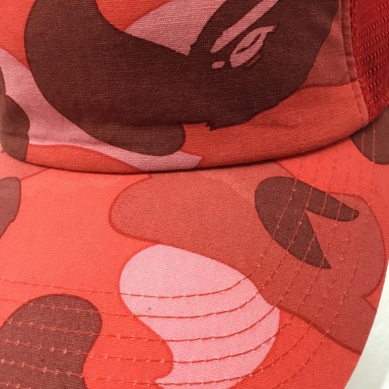 アベイシングエイプ A BATHING APE 帽子 キャップ メッシュ カモ柄 FREE カモフラージュ柄・迷彩 赤 / レッド /  メンズ USED 古着 中古 10109197