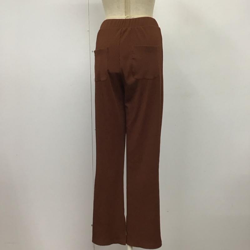 ジーナシス JEANASIS ボトムス ボトムス JS050284AK リブパンツ 裾スリット FREE 無地 茶 / ブラウン /  レディース USED 古着 中古 10113005