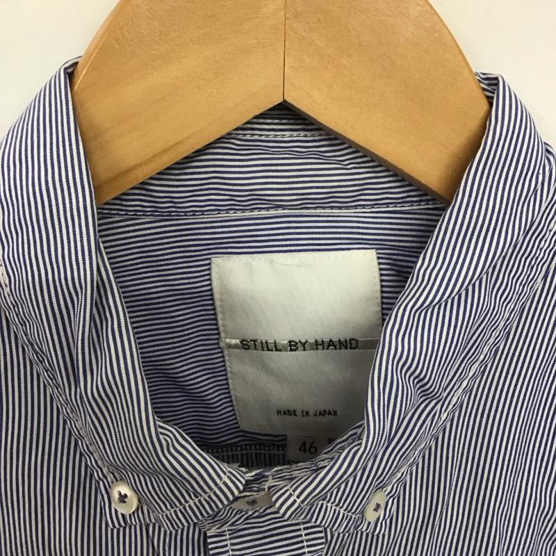 スティル バイ ハンド STILL BY HAND シャツ、ブラウス 半袖 半袖シャツ ストライプシャツ ボタンダウンシャツ 46 ストライプ 白 / ホワイト / X 水色 / ライトブルー /  メンズ USED 古着 中古 10147514