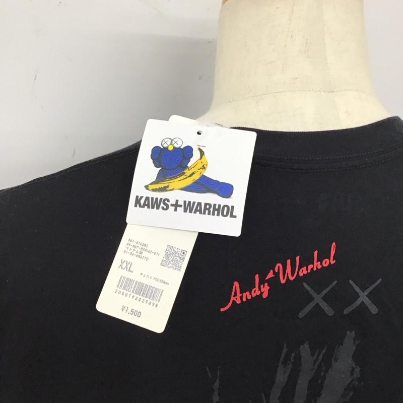 ユニクロ UNIQLO Tシャツ 半袖 341-476352 KAWS+Warhol 半袖カットソー プリントTシャツ XXL プリント 黒 / ブラック /  メンズ USED 古着 中古 10117283
