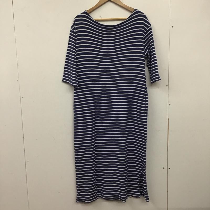 ジョンブル Johnbull ワンピース ロングスカート 長袖ロングワンピース タイトワンピース ボーダー FREE ボーダー柄 白 / ホワイト / X 青 / ブルー /  レディース USED 古着 中古 10142077