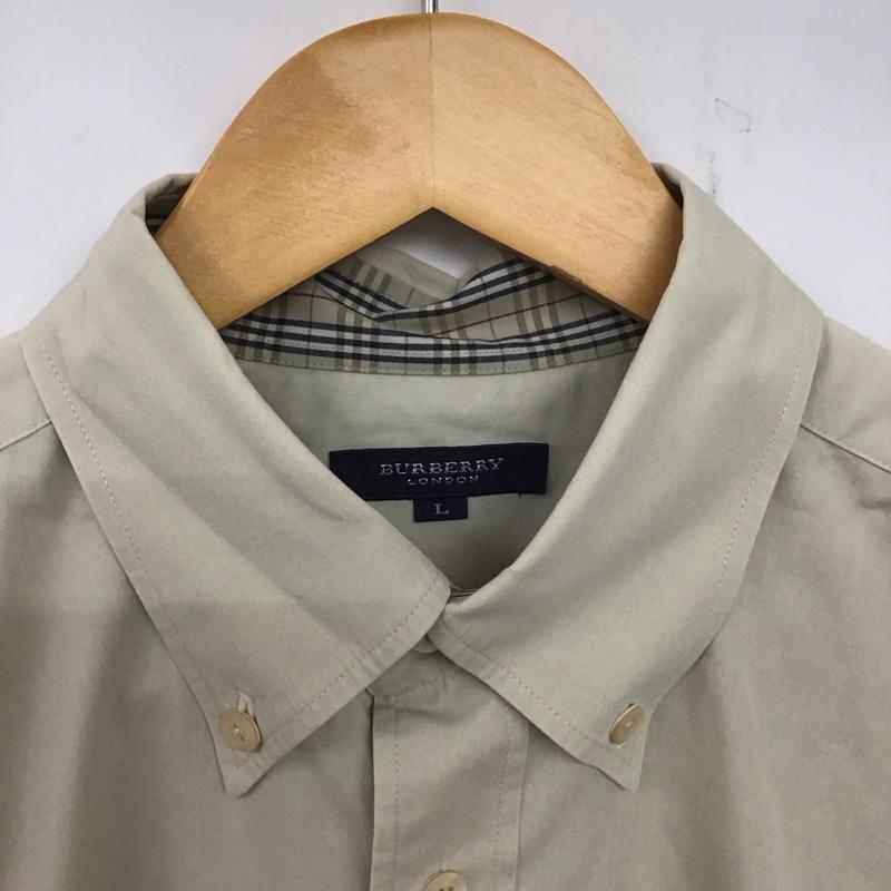 バーバリーロンドン Burberry London シャツ、ブラウス 半袖 半袖シャツ 無地シャツ ポケットシャツ ボタンダウンシャツ L 無地 ベージュ / ベージュ /  メンズ USED 古着 中古 10139832
