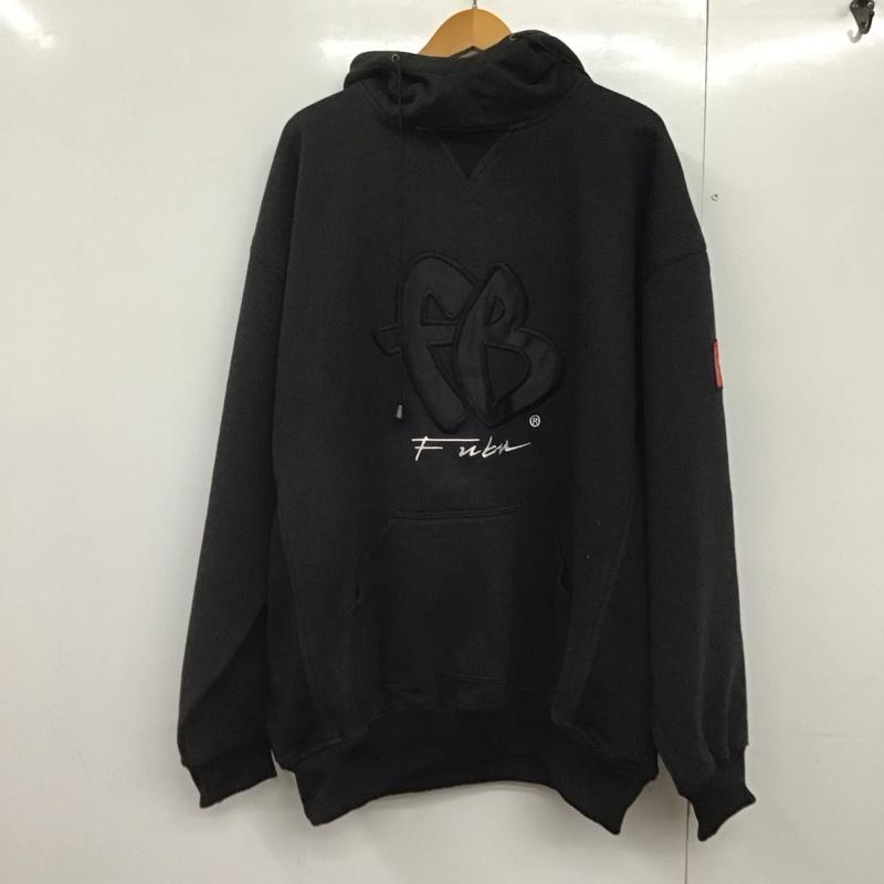 フブ FUBU パーカー 長袖 プルオーバー スウェット 裏起毛 フーディー XL ロゴ、文字 黒 / ブラック /  メンズ USED 古着 中古 10144722