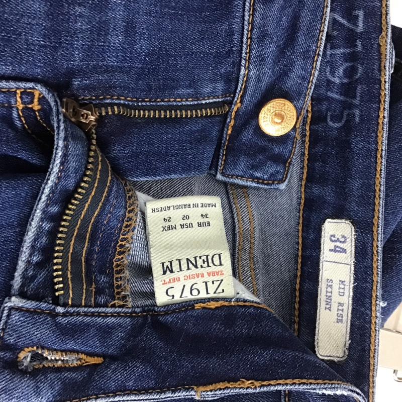 ザラ ZARA パンツ デニム、ジーンズ スキニー ストレッチ 34 無地 青 / ブルー /  レディース USED 古着 中古 10133698