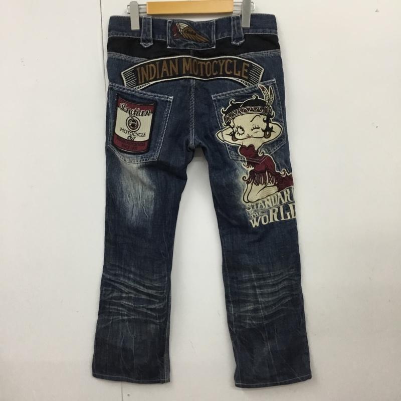 インディアン INDIAN パンツ デニム、ジーンズ デニムパンツ ストレートパンツ スリムパンツ カジュアルパンツ 28インチ ロゴ、文字 インディゴ / インディゴ /  メンズ USED 古着 中古 10120467