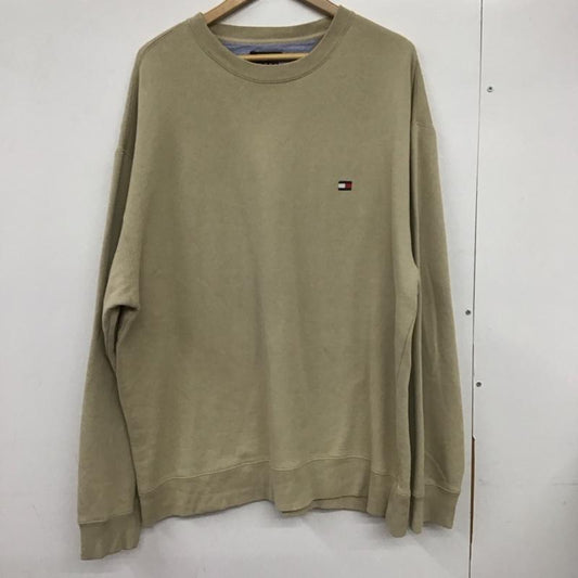 トミーヒルフィガー TOMMY HILFIGER トレーナー 長袖 長袖トレーナー スウェット クルーネック プルオーバー XL ロゴ、文字 ベージュ / ベージュ /  メンズ USED 古着 中古 10132380