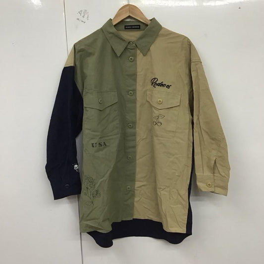 ロデオクラウンズ Rodeo Crowns シャツ、ブラウス 長袖 420dsa01-0070 オーバーシルエットシャツ 長袖シャツ FREE ロゴ、文字 カーキ / カーキ /  レディース USED 古着 中古 10128981