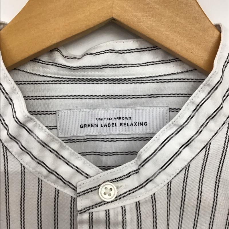 ユナイテッドアローズグリーンレーベルリラクシング UNITED ARROWS green label relaxing シャツ、ブラウス 長袖 長袖シャツ ストライプシャツ ノーカラーシャツ M ストライプ 白 / ホワイト /  メンズ USED 古着 中古 10150727