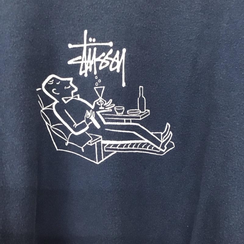 ステューシー STUSSY Tシャツ 半袖 半袖カットソー プリントTシャツ クルーネックカットソー L プリント 紺 / ネイビー /  メンズ USED 古着 中古 10132554