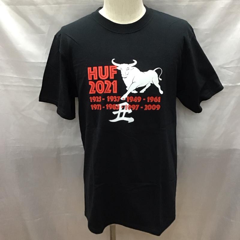 ハフ HUF Tシャツ 半袖 半袖カットソー プリントTシャツ クルーネックカットソー M ロゴ、文字 黒 / ブラック /  メンズ USED 古着 中古 10116577