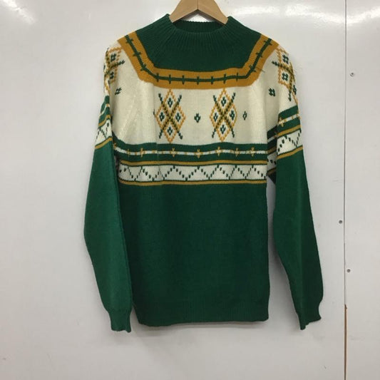 ジェーシーペニー JCPENNEY ニット、セーター 長袖 長袖ニットカットソー クルーネック セーター 80s L プリント 緑 / グリーン /  メンズ USED 古着 中古 10144778