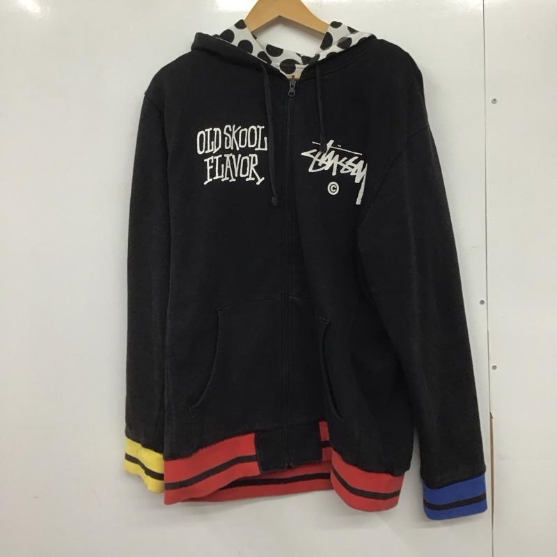 ステューシー STUSSY パーカー 長袖 ジップアップパーカー リバーシブル XL ロゴ、文字 X ドット 黒 / ブラック / X 白 / ホワイト /  メンズ USED 古着 中古 10144856