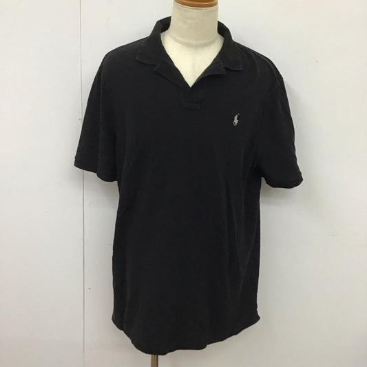 ポロラルフローレン POLO RALPH LAUREN ポロシャツ 半袖 半袖ポロシャツ カラーシャツ 半袖カットソー XL ロゴ、文字 黒 / ブラック /  メンズ USED 古着 中古 10117656