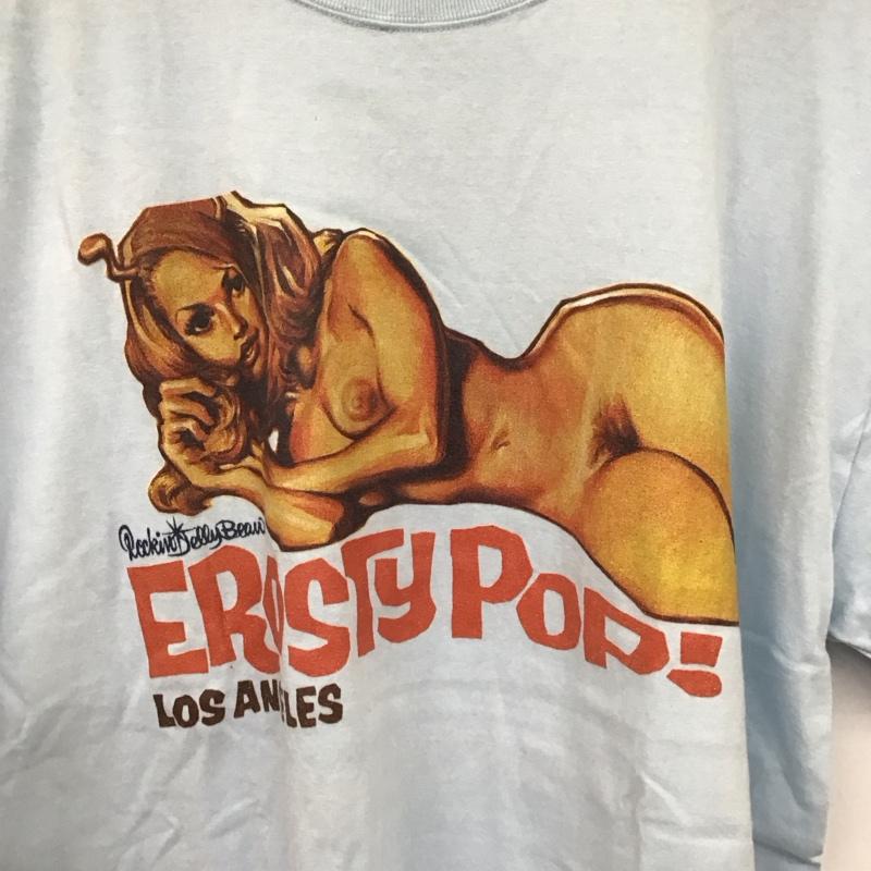 エロスティカ EROSTiKA Tシャツ 半袖 クルーネック コットン XL プリント 水色 / ライトブルー /  メンズ USED 古着 中古 10123377