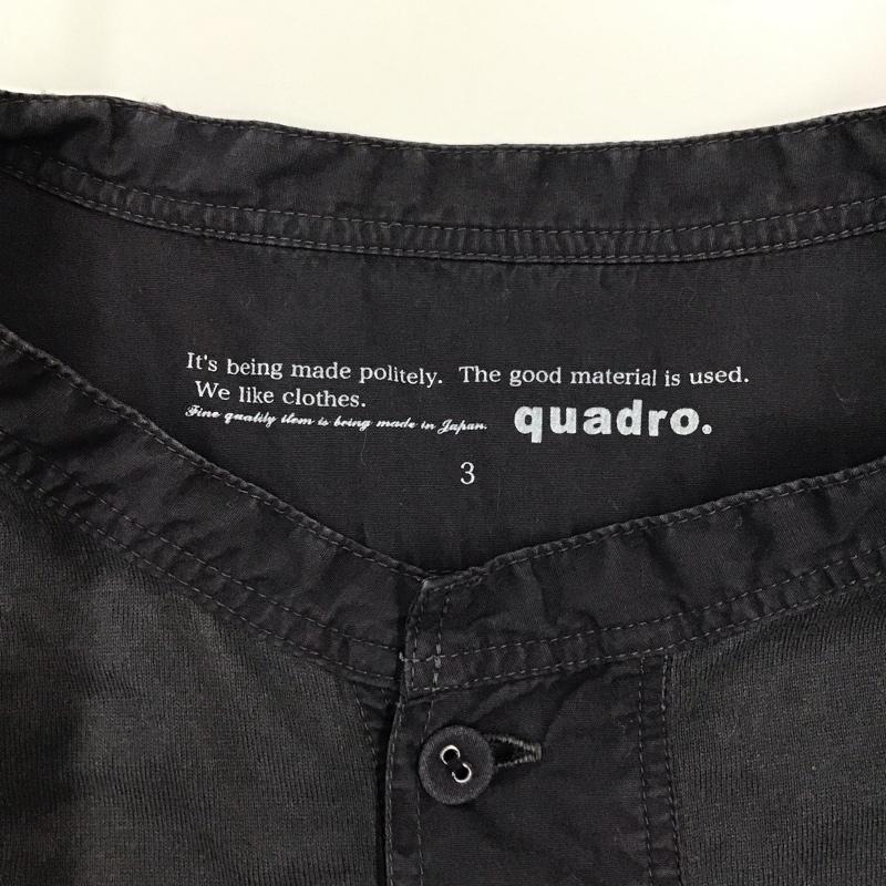 クオドロ quadro シャツ、ブラウス 長袖 長袖シャツ ノーカラーシャツ カジュアルシャツ 3 無地 黒 / ブラック /  メンズ USED 古着 中古 10116200