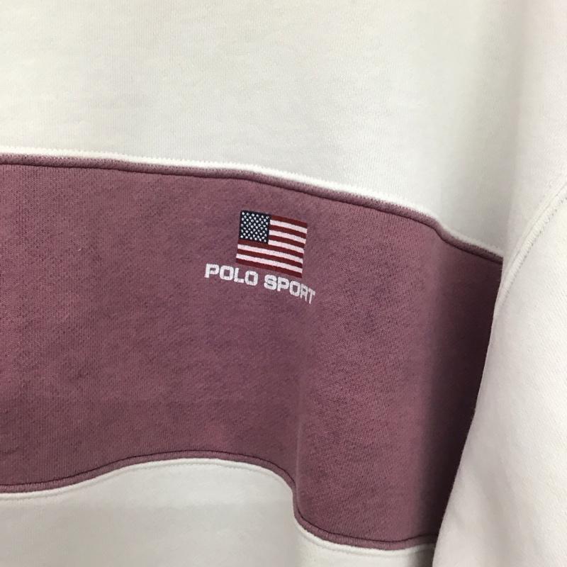 ポロスポーツラルフローレン POLOSPORT トレーナー 長袖 長袖トレーナー スウェット クルーネック プルオーバー XL ロゴ、文字 白 / ホワイト /  メンズ USED 古着 中古 10141372