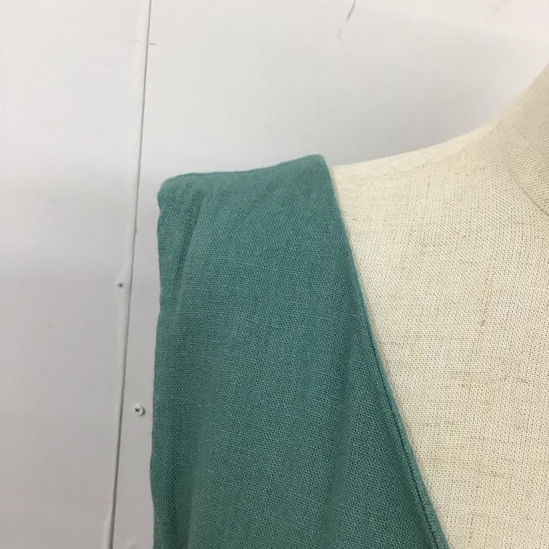 グリーンレーベルリラクシング green label relaxing ワンピース ロングスカート 3626-199-2801 ブリーズリネンワンピース ポケット付き Vネック 無地 緑 / グリーン /  レディース USED 古着 中古 10115510
