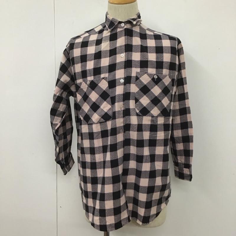 古着 USED シャツ、ブラウス 長袖 M チェック 黒 / ブラック / X 桃 / ピンク /  メンズ USED 古着 中古 10107047