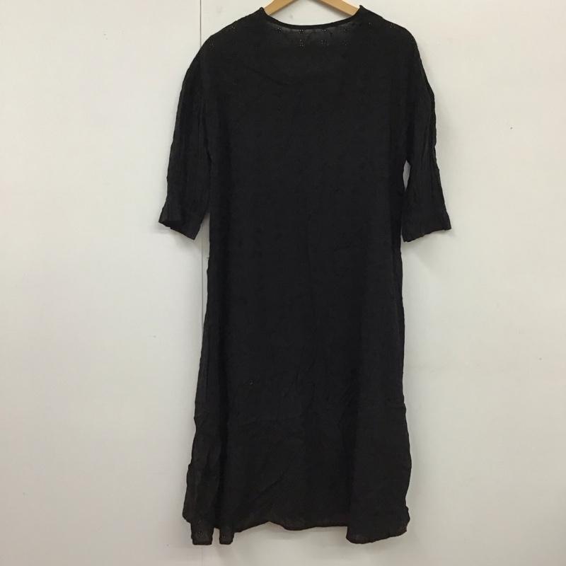 ショコラ フィネ ローブ chocol raffine robe ワンピース ロングスカート 6A32L0H0400 I 胸元レース7分袖ワンピース FREE レース柄 黒 / ブラック /  レディース USED 古着 中古 10119213