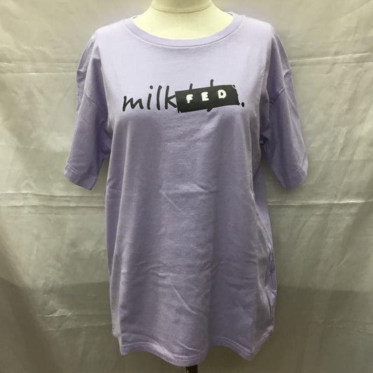 ミルクフェド MILKFED. Tシャツ 半袖 半袖カットソー プリントTシャツ クルーネックカットソー S ロゴ、文字 紫 / パープル /  レディース USED 古着 中古 10112251