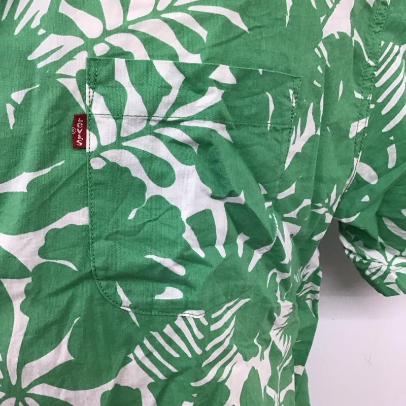 リーバイス Levi s シャツ、ブラウス 半袖 半袖シャツ カラーシャツ 半袖カットソー アロハシャツ L プリント 緑 / グリーン /  メンズ USED 古着 中古 10123978