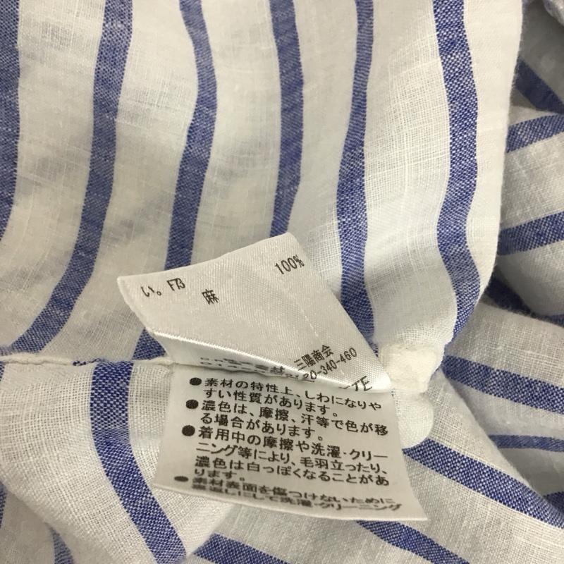 バーバリーブラックレーベル BURBERRY BLACK LABEL シャツ、ブラウス 半袖 半袖シャツ カラーシャツ 半袖カットソー ボーダーシャツ 2 ボーダー柄 白 / ホワイト / X 水色 / ライトブルー /  メンズ USED 古着 中古 10114633