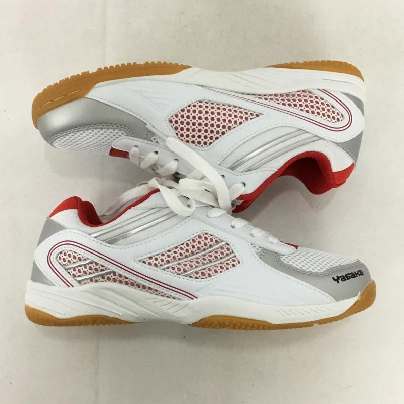 ヤサカ YASAKA スニーカー スニーカー E-200 ジェット インパクト 卓球シューズ 22cm 箱有 22.0cm ロゴ、文字 白 / ホワイト / X 赤 / レッド /  レディース USED 古着 中古 10147909