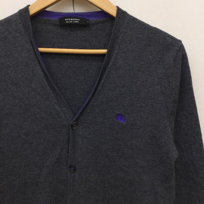 バーバリーブラックレーベル BURBERRY BLACK LABEL カーディガン 長袖 2 ロゴ、文字 灰 / グレー /  メンズ USED 古着 中古 10135989