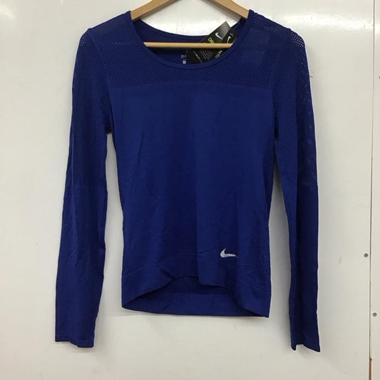 ナイキ NIKE Tシャツ 長袖 AT0783-438 DRI-FIT スポーツウェア メッシュ タグ付き S ワンポイント 青 / ブルー /  レディース USED 古着 中古 10135598