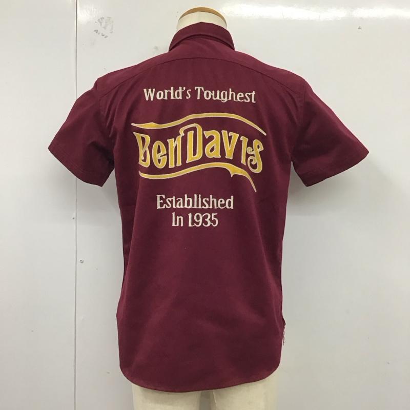ベンデイビス BEN DAVIS シャツ、ブラウス 半袖 ワークシャツ バック刺繍 M ロゴ、文字 えんじ / ワインレッド /  メンズ USED 古着 中古 10123511